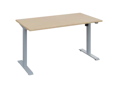 Flexi 28-14 výškově nastavitelný stůl, kovová podnož stříbrná, deska 25 mm, široký 1400 mm, bříza irská